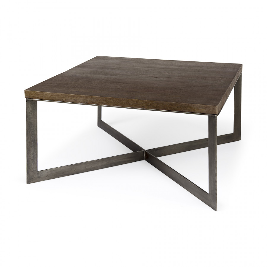 Mercana Faye Square Coffee Table - Brown/Silver, Wood