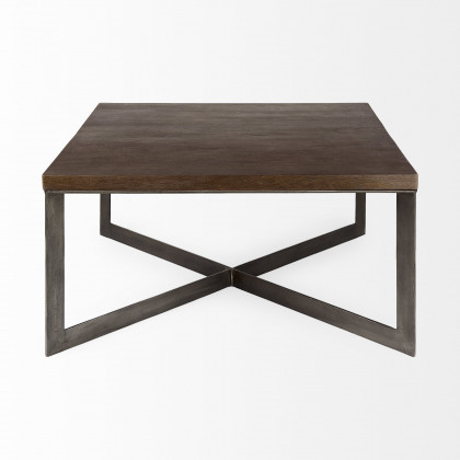 Mercana Faye Square Coffee Table - Brown/Silver, Wood