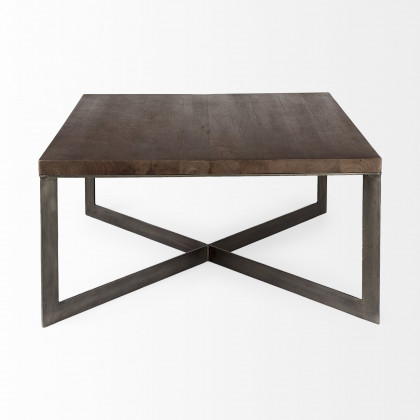 Mercana Faye Square Coffee Table - Brown/Silver, Wood