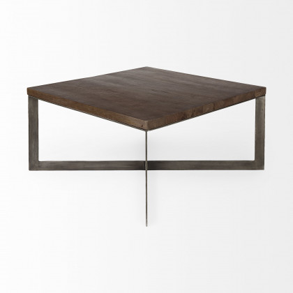 Mercana Faye Square Coffee Table - Brown/Silver, Wood