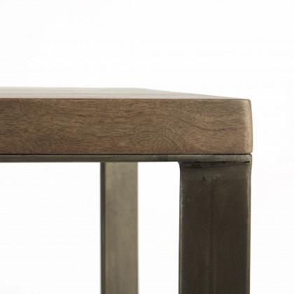Mercana Faye Console Table with Antique Nickel Metal Base - Brown