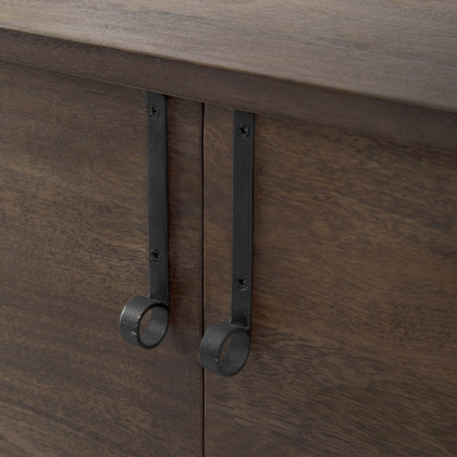 Mercana - Glenn Dark Brown Wood with Black Iron Frame 2 Door Accent Cabinet