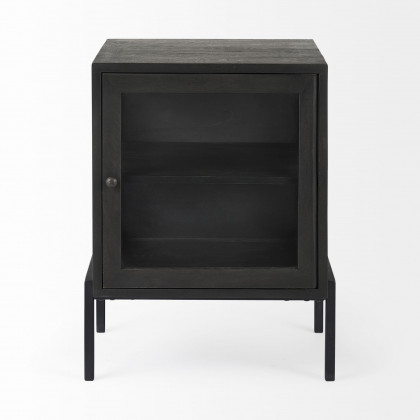 Mercana Arelius End Table with Black Metal Frame - Black