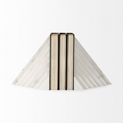 Mercana Sophia Marble Small Book Ends (Set of 2) - White/Black