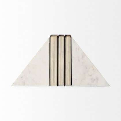 Mercana Sophia Marble Small Book Ends (Set of 2) - White/Black