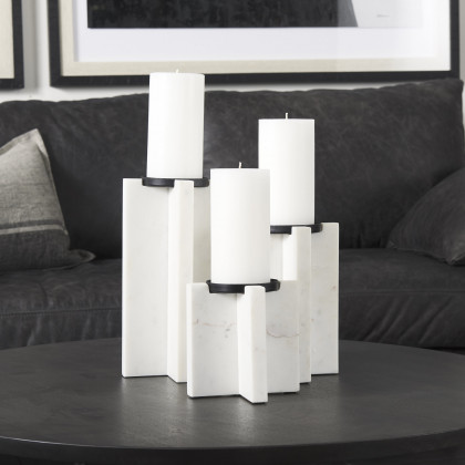 Mercana Sophia Candle Holder - White, H8"
