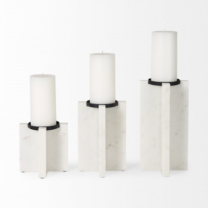 Mercana Sophia Candle Holder - White, H11"