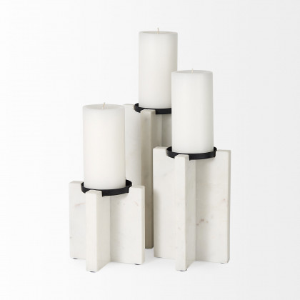 Mercana Sophia Candle Holder - White, H11"