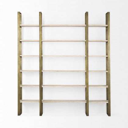 Mercana Taunton Shelving Unit with Gold Metal Frame - Light Brown/Gold