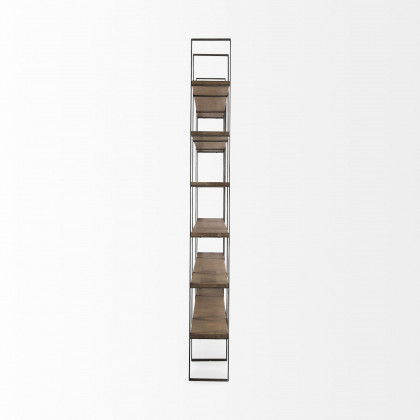 Mercana Taunton Shelving Unit with Antique Nickel Metal Frame - Brown/Nickel