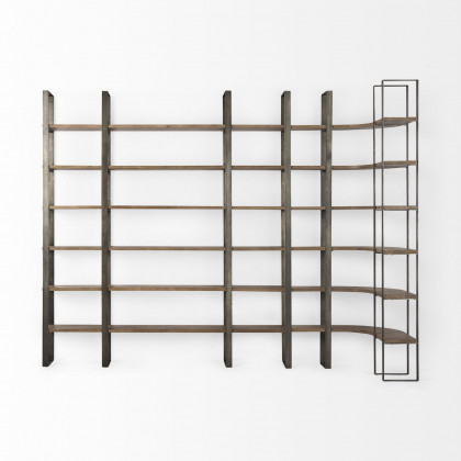 Mercana Taunton Shelving Unit with Antique Nickel Metal Frame - Brown/Nickel