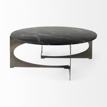 Mercana Reinhold Round Coffee Table - Black, Metal