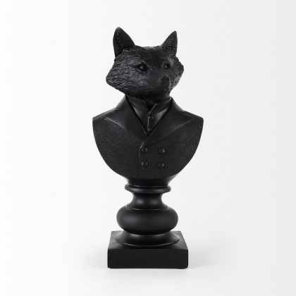 Mercana Murray Painted Resin Fox in a Suit Bust - Black