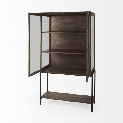 Mercana Arelius Cabinet with Black Metal Base - Brown