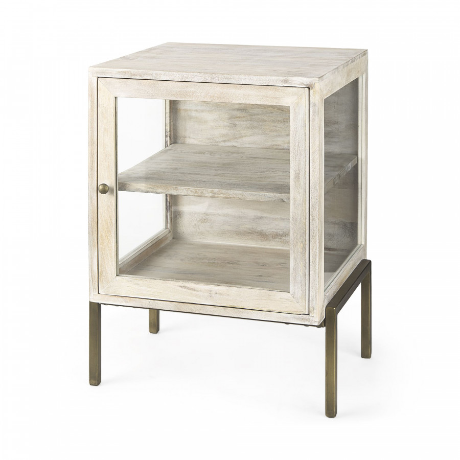 Mercana Arelius End Table with Gold Metal Frame - White