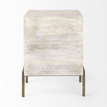Mercana Arelius End Table with Gold Metal Frame - White