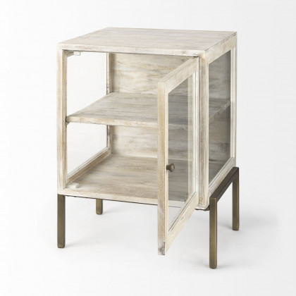 Mercana Arelius End Table with Gold Metal Frame - White