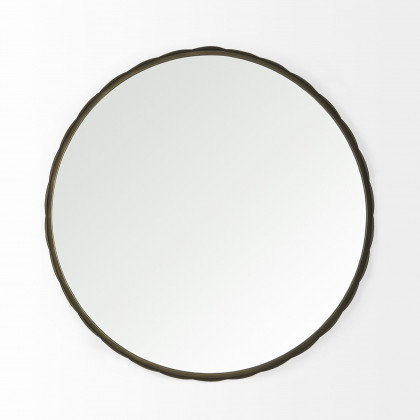 Mercana Adelaide 29.7" Scallop Edge Round Mirror - Gold