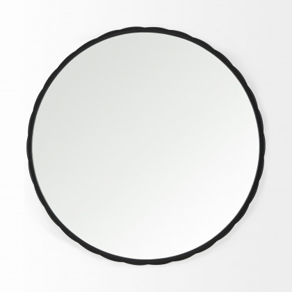Mercana Adelaide 29.7" Scallop Edge Round Mirror - Black