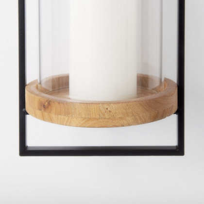 Mercana - Avram Black Metal Frame and Wood Hanging Candle Holder
