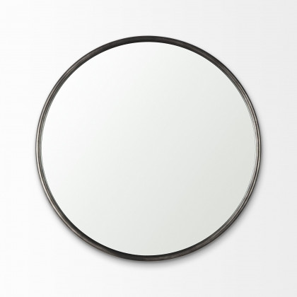 Mercana Piper Metal Round Wall Mirror - Black, Small