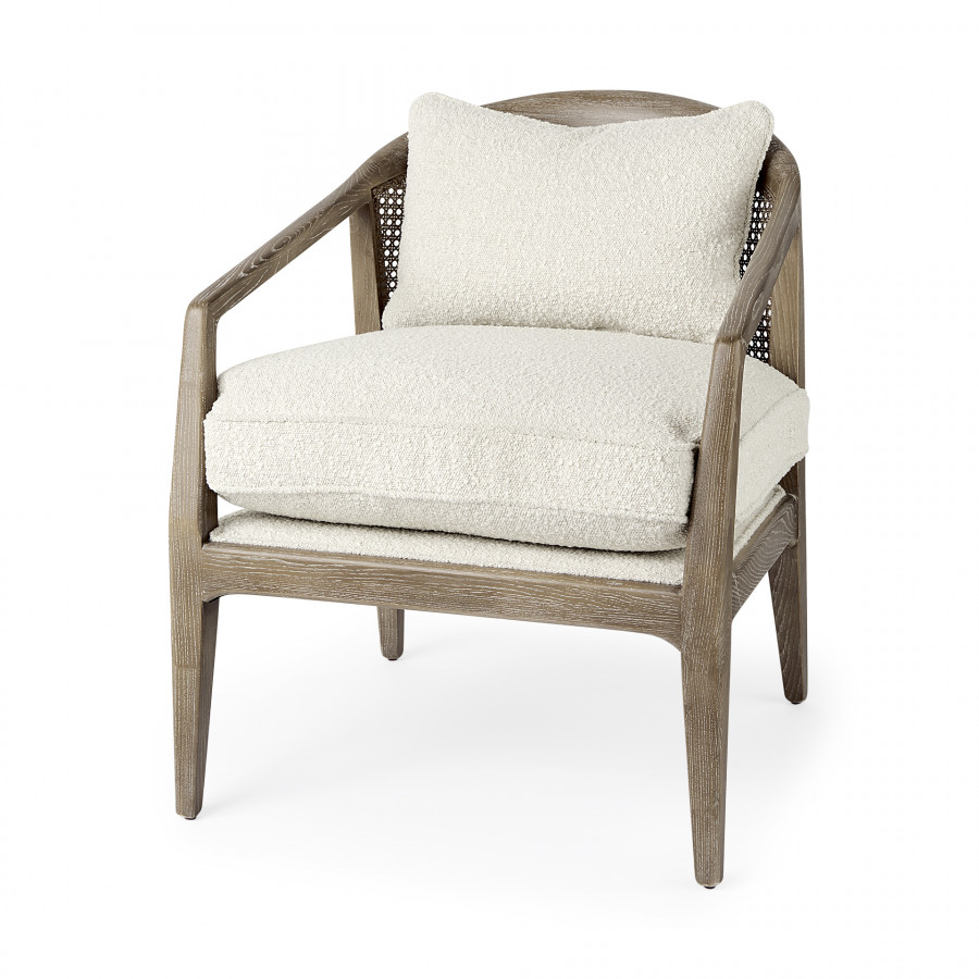 Mercana - Landon Upholstered Accent Chair in Cream, Fabric