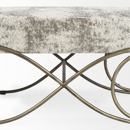 Mercana Ayla Bench with Antique Gold Metal Frame - Light Gray
