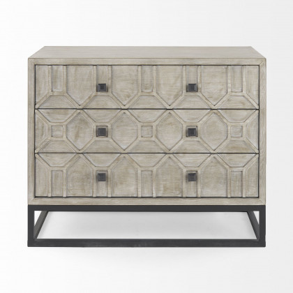Mercana Genevieve I Fir Veneer 3 Drawer Accent Cabinet - Light Brown
