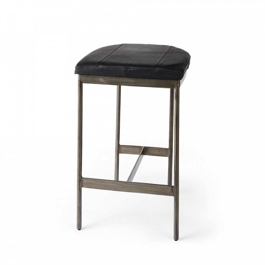 Mercana Millie 26" Counter Stool with Nickel Metal Frame - Black