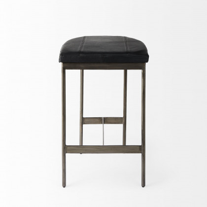 Mercana Millie 26" Counter Stool with Nickel Metal Frame - Black