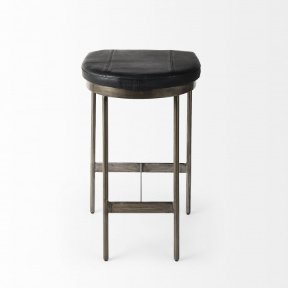 Mercana Millie 26" Counter Stool with Nickel Metal Frame - Black