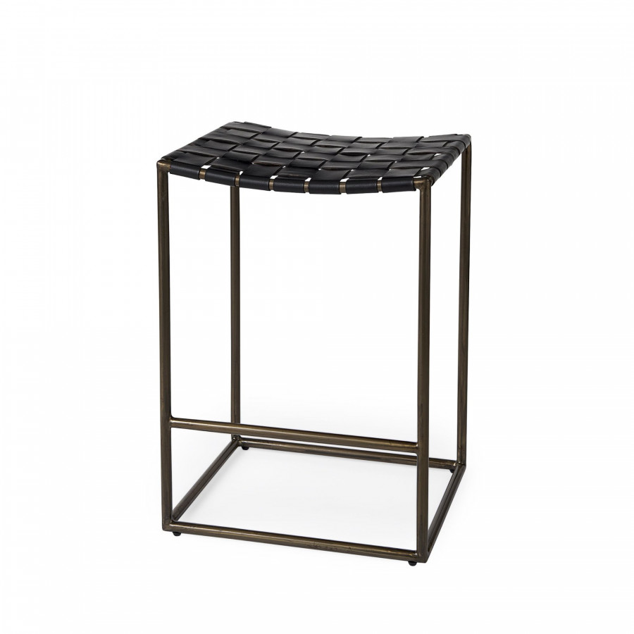 Mercana Clarissa 26" Counter Stool with Gold Frame - Black