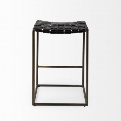 Mercana Clarissa 26" Counter Stool with Gold Frame - Black