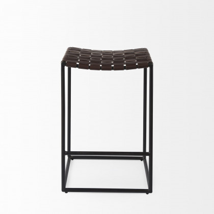 Mercana Clarissa 26" Counter Stool with Black Iron Frame - Dark Brown