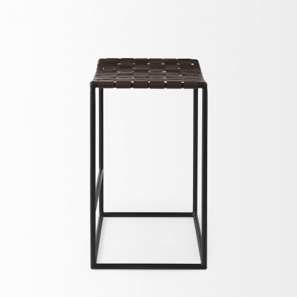 Mercana Clarissa 26" Counter Stool with Black Iron Frame - Dark Brown