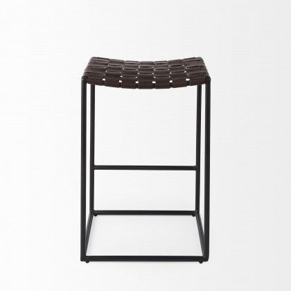 Mercana Clarissa 26" Counter Stool with Black Iron Frame - Dark Brown