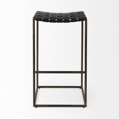Mercana Clarissa 30" Counter Stool with Gold Frame - Black