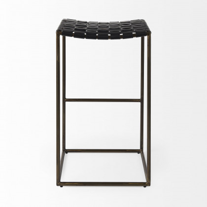 Mercana Clarissa 30" Counter Stool with Gold Frame - Black