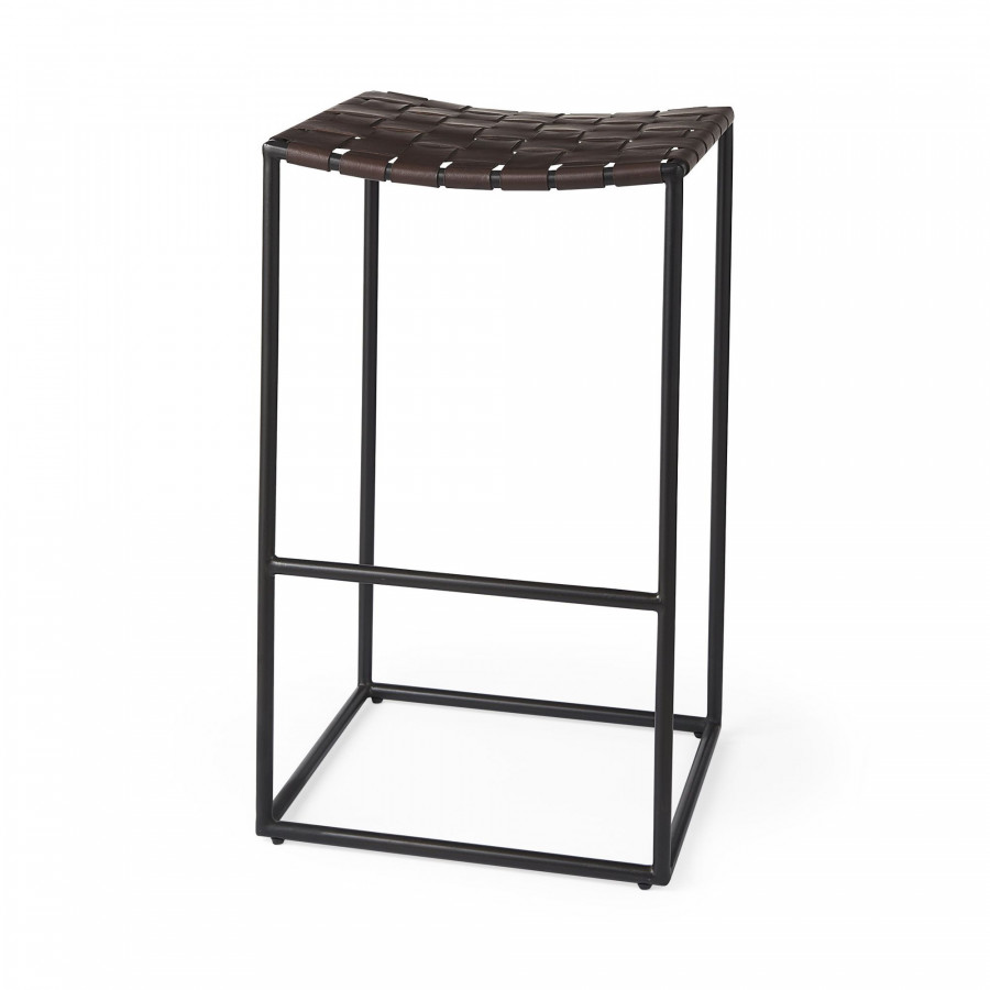 Mercana Clarissa 30" Counter Stool with Black Metal Frame - Dark Brown