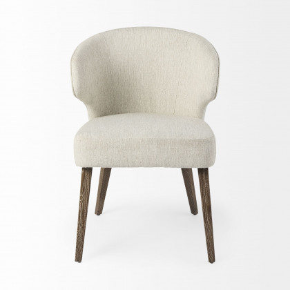 Mercana Niles Dining Chair with Brown Wooden Legs Wingback - Cream/Brown