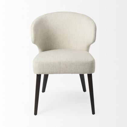 Mercana Niles Dining Chair with Dark Brown Wooden Legs Wingback - Cream/Black