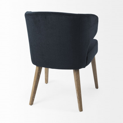 Mercana Niles Dining Chair with Brown Wooden Legs Wingback - Black/Brown