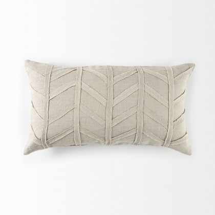 Mercana Ivivva 14L x 26W Fabric Textured Decorative Pillow Cover - Beige, Rectangular