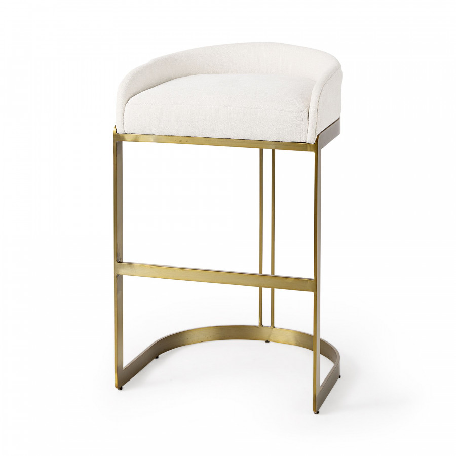 Mercana Hollyfield 33" Counter Stool with Gold Metal Base - Cream