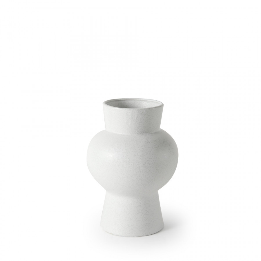Mercana Laforge White Vase - White, H11"