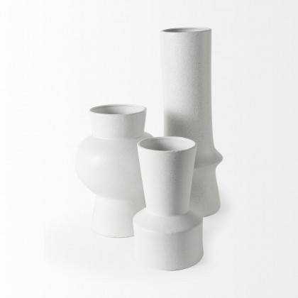Mercana Laforge White Vase - White, H11"