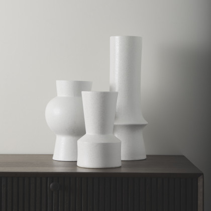 Mercana Laforge White Vase - White, H11"