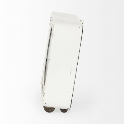 Mercana Karl Iron Rounded Square Table Clock - White