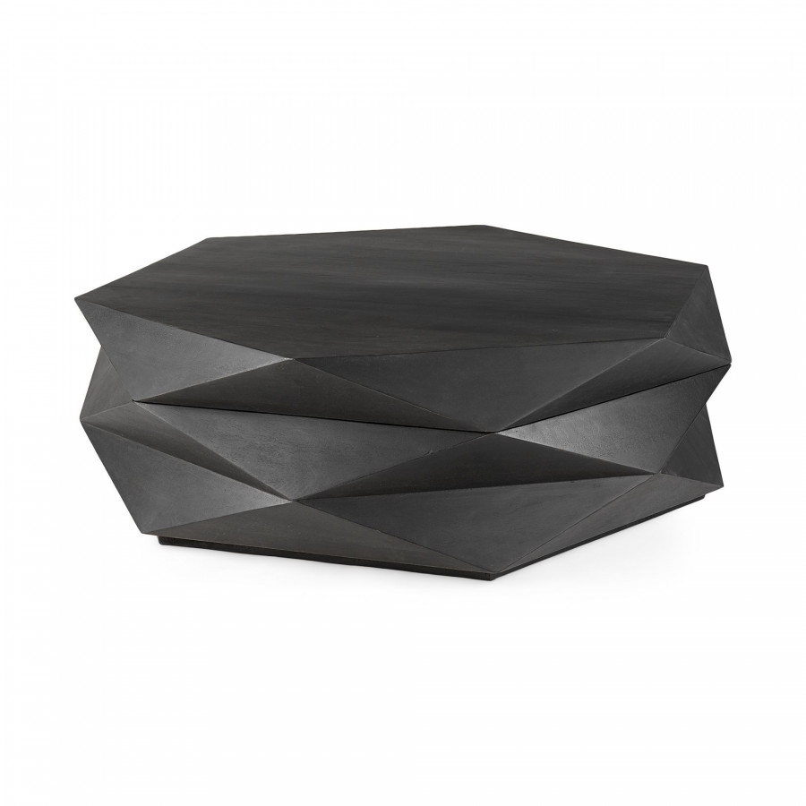 Mercana Arreto 48" Hexagonal Coffee Table - Black, Wood