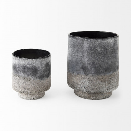 Mercana Squally Vase - Black/Brown, H6"